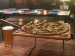 Tofu pizza and an IPA! at Gung Ho! Pizza in Beijing