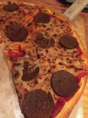 Vegan pepperoni  at Gung Ho! Pizza in Beijing