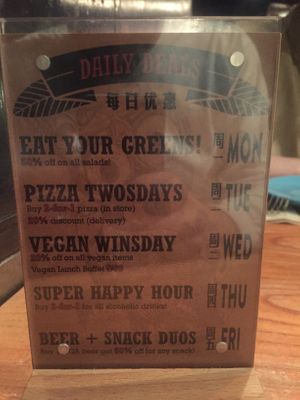 Specials  at Gung Ho! Pizza in Beijing