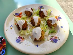 Broccoli balls at Veg Joy in Rome