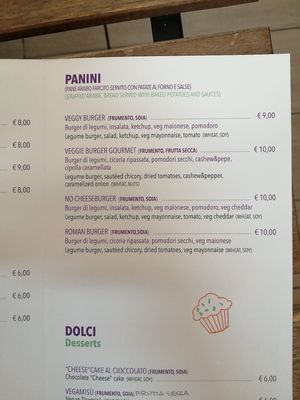 Menù at Veg Joy in Rome