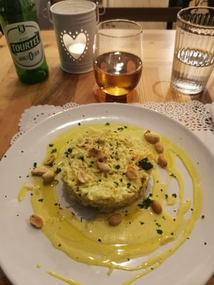 Basmati rice with coconut cream, vegetables and roasted nuts 😋 at Veg Joy in Rome