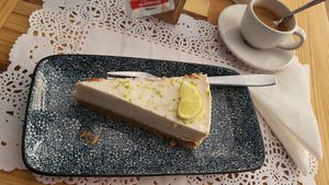 Lime cheesecake at Veg Joy in Rome