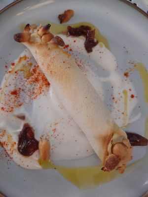 CANNOLO!!! it is a starter with 2 of them, but one didn't survive for the pic 🤣🤣🤣 at Veg Joy in Rome