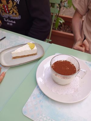 Lime cake and tiramisu at Veg Joy in Rome