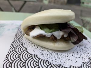 Boa with teriyaki eggplant (aubergine) at Veg Joy in Rome