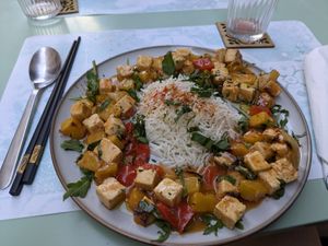 Sweet and sour tofu with pineapple at Veg Joy in Rome