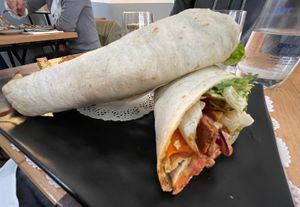 The filling of the wrap  at Veg Joy in Rome