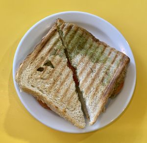 Vegan mozzarella, pesto and tomato toastie at Chococo in Horsham