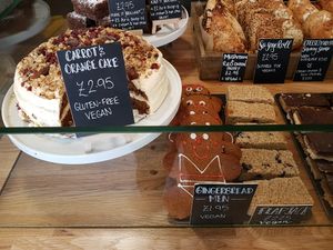 vegan cake and sweet/savoury counter at Chococo in Horsham