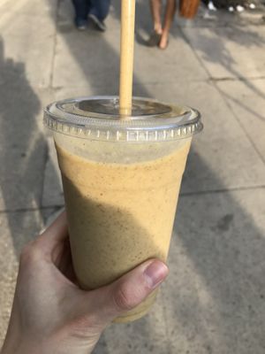 Gold Rush Smoothie with extra peanut protein at Lueberry Acai in Louisville