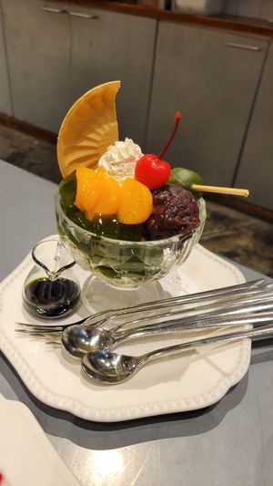 Matcha "Adult" Anmitsu at Futaba Fruits Parlor in Tokyo