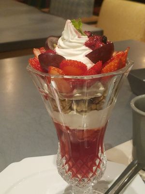 berry parfait at Futaba Fruits Parlor in Tokyo