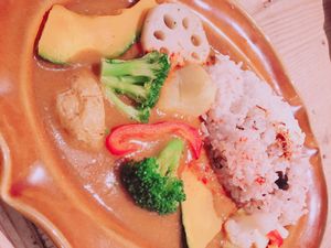 Vegetable curry and rice  at Futaba Fruits Parlor in Tokyo