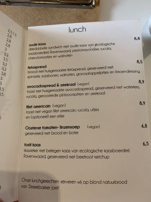 Lunch menu at Kattencafé Balthazar in Nijmegen