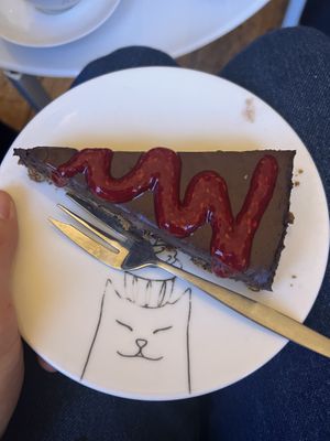 raspberry chocolate cake  at Kattencafé Balthazar in Nijmegen