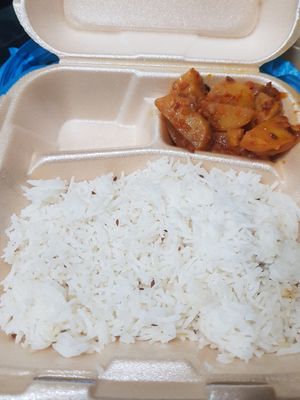 Lentil rice combo at Poppadam Catering in Panama City