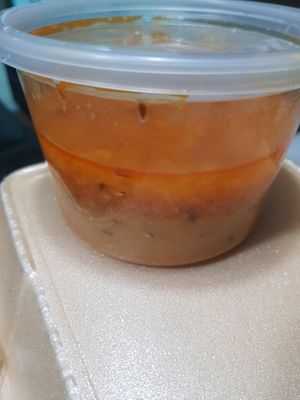 Lentil rice combo at Poppadam Catering in Panama City