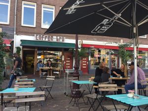 Cafe Bru has a terrace to sit outside  at Coffee Bru in Amsterdam