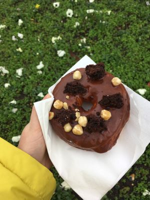 Hazelnut chocolate brownie donut  at Doughnut Time in South West London