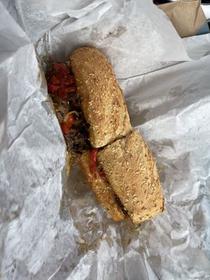Italian sandwich vegan by default  at Mendocino Farms in San Mateo