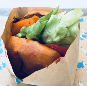Superfood Hemp Burger at Mendocino Farms in San Mateo