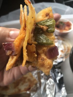 The inside of the quesadilla  at Archibowls in Lawrence