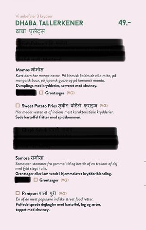 Veganske retter at Dhaba in Vordingborg