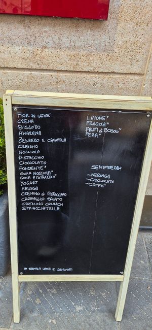 Labelled with an asterisk are vegan at Gelateria Carlin in Finale Ligure