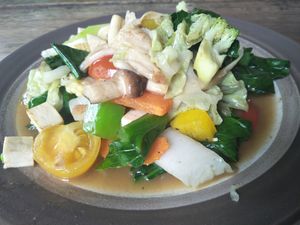 Fiddlehead salad at Pun Pun Organic Vegetarian Restaurant - Wat Suan Dok in Chiang Mai