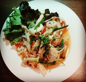 Spicy mushroom salad at Pun Pun Organic Vegetarian Restaurant - Wat Suan Dok in Chiang Mai