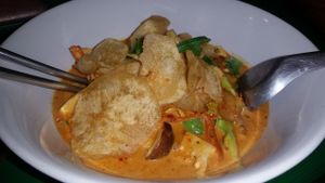 Khao Sai curry at Pun Pun Organic Vegetarian Restaurant - Wat Suan Dok in Chiang Mai