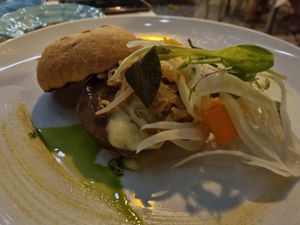 Seitan burger at Villa Maria in Ravello