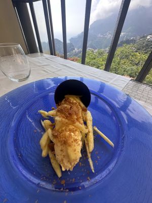 mango gelato with coffee crumble  at Villa Maria in Ravello