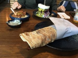 Durum, chili cheese fries and daisho samurai burger at Attila Hildmann Organic Snackbar II in Berlin