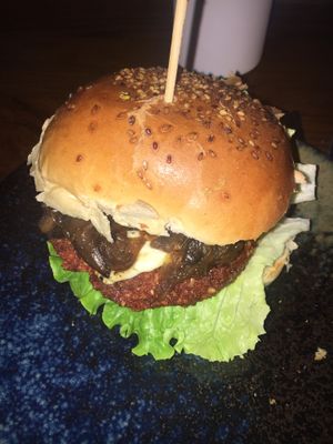 vegan burger  at Attila Hildmann Organic Snackbar II in Berlin