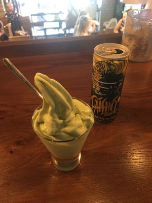 Matcha Softeis und Daisho  at Attila Hildmann Organic Snackbar II in Berlin