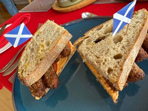 Sausage sandwich at Stonewater House Vegan B&B in Isle Of Arran