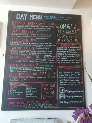 Menu at Eat Your Greens in Bristol