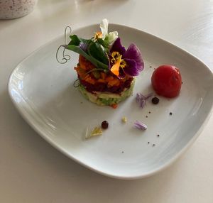 Carrot and beetroot tartare at Eat Your Greens in Bristol