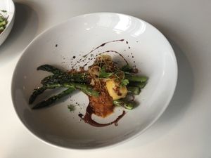 Asparagus and polenta-tasting menu  at Eat Your Greens in Bristol