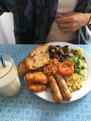 Beastly breakfast and banana milkshake   at Eat Your Greens in Bristol