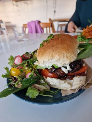 Bean burger at Eat Your Greens in Bristol