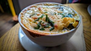 Cauliflower and broccoli 'cheese' at Eat Your Greens in Bristol