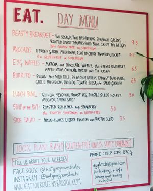 June menu  at Eat Your Greens in Bristol