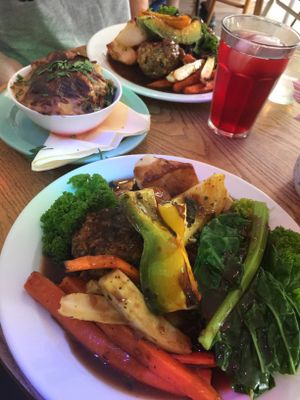 Sunday roast with cauliflower cheese at Eat Your Greens in Bristol