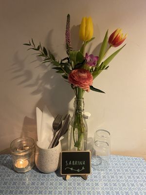 Cute table setting at Eat Your Greens in Bristol