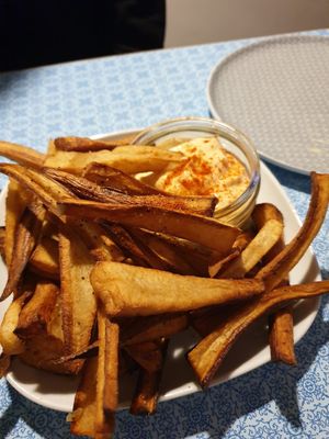 Parsley roots and garlic aioli at Eat Your Greens in Bristol