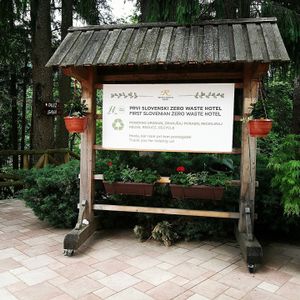 Zero Waste sign at Hotel Ribno in Bled