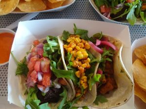 3 vegan tacos - all different, all delicious! at Screaming Goat in Sarasota